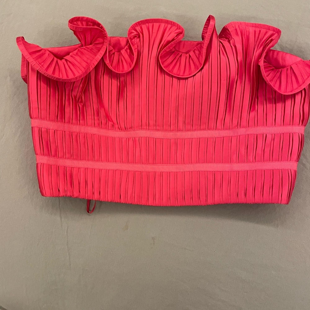 Amir ruffle pleated crop top